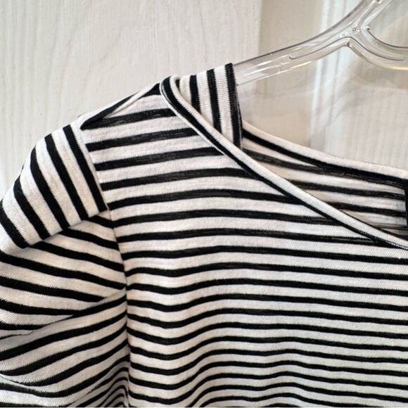 Who What Wear Tops - Who What Wear for Target black and white striped shirt with puff sleeves- EUC! M